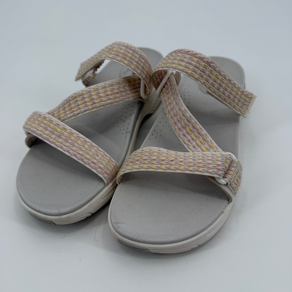 Dansko Rosette Grey Multi Woven Strap Comfort Slide Sandals Womens 39 8.5/9